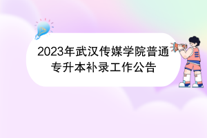 2023年武漢傳媒學院普通專升本補錄工作公告