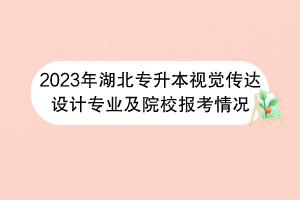 2023年湖北專升本視覺傳達設(shè)計專業(yè)及院校報考情況