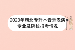 2023年湖北專升本音樂表演專業(yè)及院校報(bào)考情況