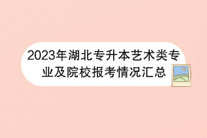 2023年湖北專升本藝術類專業(yè)及院校報考情況匯總