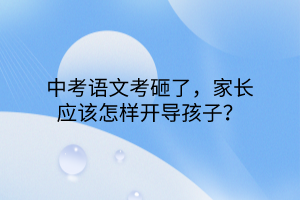 中考語文考砸了，家長應(yīng)該怎樣開導(dǎo)孩子？