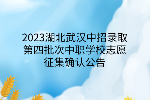 2023湖北武漢中招錄取第四批次中職學校志愿征集確認公告