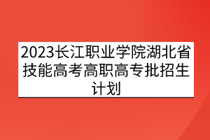 2023長(zhǎng)江職業(yè)學(xué)院湖北省技能高考高職高專(zhuān)批招生計(jì)劃