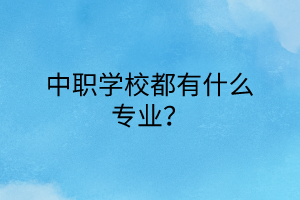 中職學校都有什么專業(yè)？