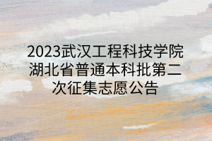 2023武漢工程科技學(xué)院湖北省普通本科批第二次征集志愿公告