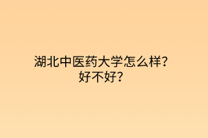 湖北中醫(yī)藥大學怎么樣？好不好？