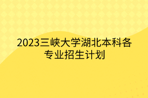 2023三峽大學(xué)湖北本科各專業(yè)招生計(jì)劃