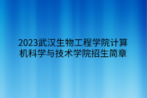 2023武漢生物工程學(xué)院計(jì)算機(jī)科學(xué)與技術(shù)學(xué)院招生簡(jiǎn)章