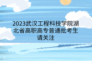 2023武漢工程科技學(xué)院湖北省高職高專普通批考生請關(guān)注