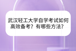 武漢輕工大學自學考試如何高效備考？有哪些方法？