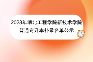 2023年湖北工程學院新技術(shù)學院普通專升本補錄名單公示