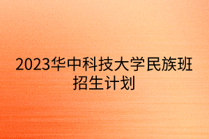 2023華中科技大學民族班招生計劃