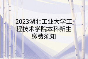 2023湖北工業(yè)大學工程技術學院本科新生繳費須知