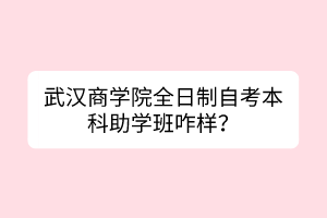 武漢商學(xué)院全日制自考本科助學(xué)班咋樣？