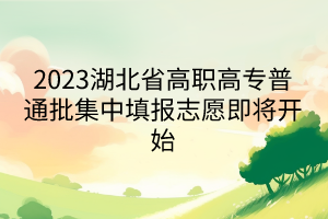 2023湖北省高職高專普通批集中填報(bào)志愿即將開始