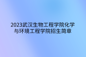 2023武漢生物工程學院化學與環(huán)境工程學院招生簡章