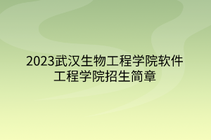 2023武漢生物工程學院軟件工程學院招生簡章