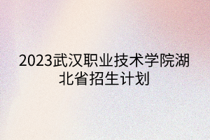 2023武漢職業(yè)技術(shù)學(xué)院湖北省招生計(jì)劃