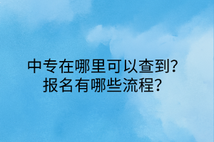 中專在哪里可以查到？報(bào)名有哪些流程？