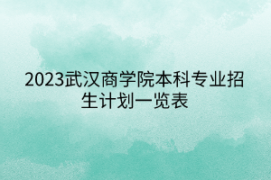 2023武漢商學(xué)院本科專業(yè)招生計(jì)劃一覽表