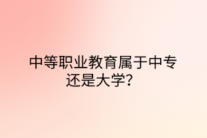 中等職業(yè)教育屬于中專還是大學(xué)？