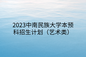 2023中南民族大學(xué)本預(yù)科招生計(jì)劃（藝術(shù)類(lèi)）