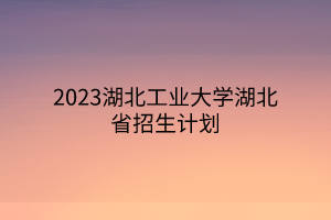 2023湖北工業(yè)大學湖北省招生計劃