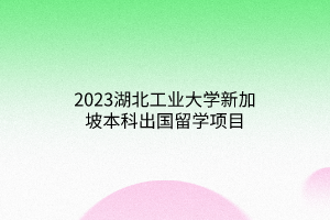 2023湖北工業(yè)大學(xué)新加坡本科出國留學(xué)項目