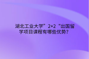 湖北工業(yè)大學(xué)”2+2“出國(guó)留學(xué)項(xiàng)目課程有哪些優(yōu)勢(shì)？