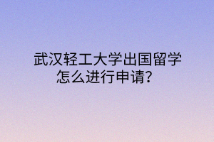 武漢輕工大學(xué)出國(guó)留學(xué)怎么進(jìn)行申請(qǐng)？