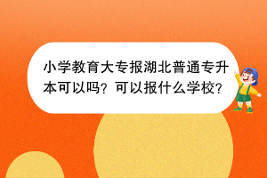 小學教育大專報湖北普通專升本可以嗎？可以報什么學校？