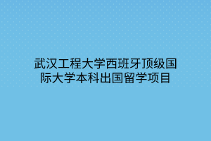 武漢工程大學(xué)西班牙頂級國際大學(xué)本科出國留學(xué)項目