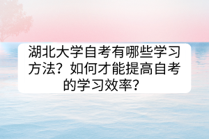 湖北大學(xué)自考有哪些學(xué)習(xí)方法？如何才能提高自考的學(xué)習(xí)效率？