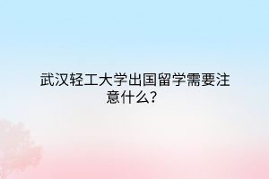 武漢輕工大學出國留學需要注意什么？