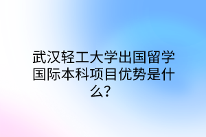 武漢輕工大學(xué)出國留學(xué)國際本科項(xiàng)目優(yōu)勢是什么？