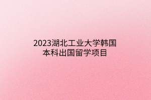 2023湖北工業(yè)大學韓國本科出國留學項目