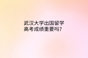 武漢大學出國留學高考成績重要嗎？