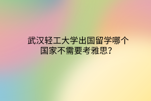 武漢輕工大學出國留學哪個國家不需要考雅思？