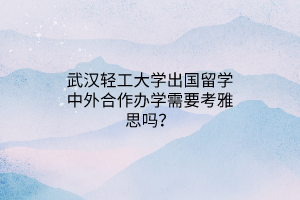 武漢輕工大學出國留學中外合作辦學需要考雅思嗎？
