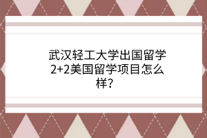 武漢輕工大學出國留學2+2美國留學項目怎么樣？