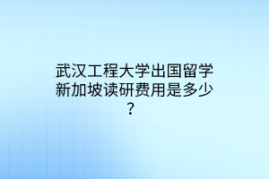 武漢工程大學出國留學新加坡讀研費用是多少？