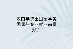 漢口學院出國留學美國哪些專業(yè)就業(yè)前景好？