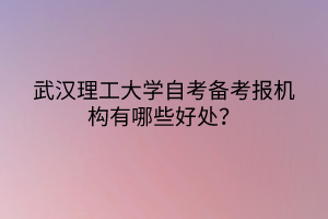 武漢理工大學自考備考報機構(gòu)有哪些好處？