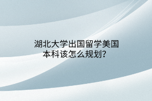 湖北大學出國留學美國本科該怎么規(guī)劃？