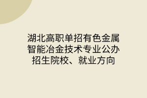 湖北高職單招有色金屬智能冶金技術(shù)專業(yè)公辦招生院校、就業(yè)方向