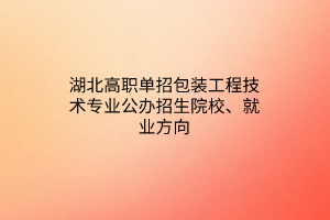 湖北高職單招包裝工程技術(shù)專業(yè)公辦招生院校、就業(yè)方向