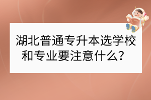 湖北普通專升本選學(xué)校和專業(yè)要注意什么？