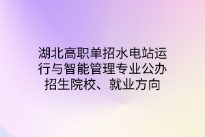 湖北高職單招水電站運行與智能管理專業(yè)公辦招生院校、就業(yè)方向