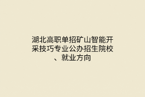 湖北高職單招礦山智能開采技巧專業(yè)公辦招生院校、就業(yè)方向