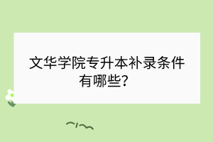 文華學(xué)院專升本補(bǔ)錄條件有哪些？